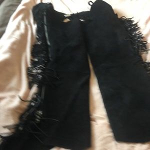 Full Western Show Suede Chaps w Silver